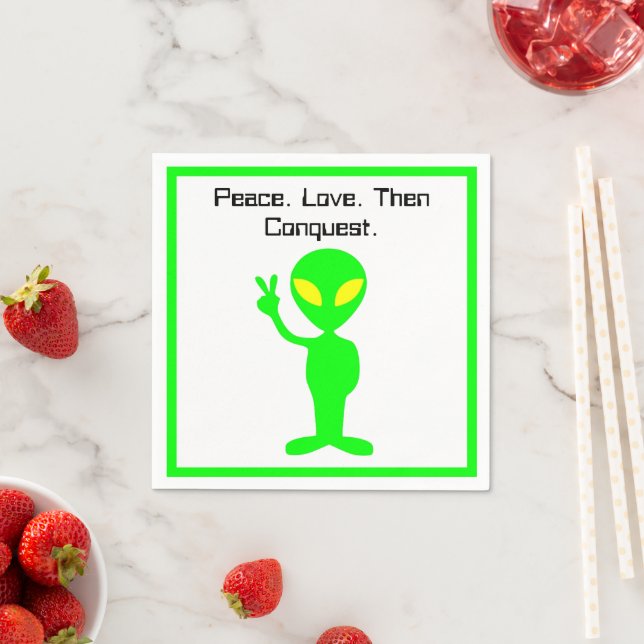 Funny Alien Sci-Fi Cartoon Extraterrestrial Kunst Serviette (Beispiel)
