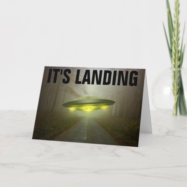 FUNNY ALIEN SPACESHIP BIRTHDAY CARD KARTE (Vorderseite)