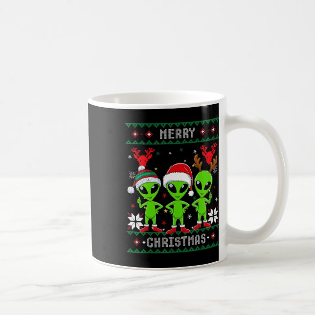 Funny Alien Trio Merry Ugly Weihnachtsmannmütze Gi Kaffeetasse (Rechts)