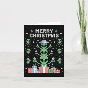 Funny Alien Trio Merry Ugly Weihnachtsmannmütze Gi Karte