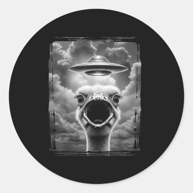 Funny Alien Turkey Ufo Selfie Thanksgiving Meme  Runder Aufkleber (Vorderseite)