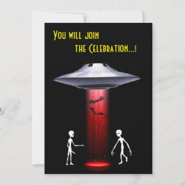 Funny Alien 🎅 🛸 UFO-Halloween-Party Einladung
