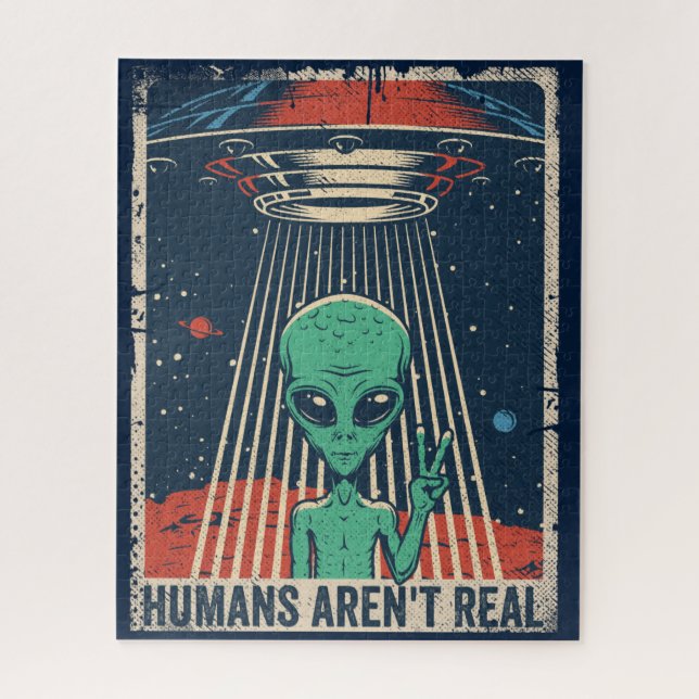 Funny Alien UFO Space Conspiracy Puzzle (Vertikal)