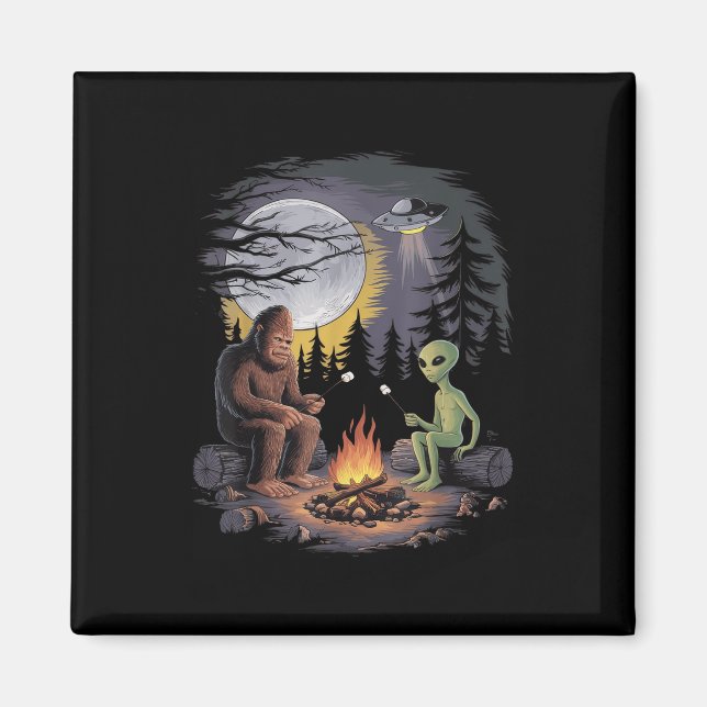 Funny Alien und Bigfoot Wandern Ristorante La Lanc Magnet (Vorne)