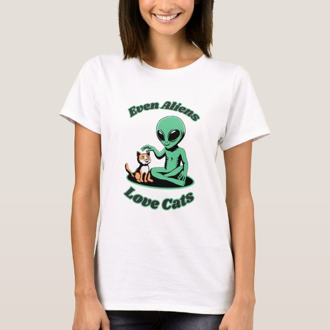 Funny Alien und Funny Cat. Funny Animal T-Shirt (Vorderseite)