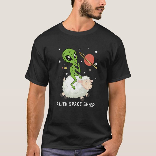Funny Aliens On A Sheep Funny Aliens Costume Alien T-Shirt (Vorderseite)