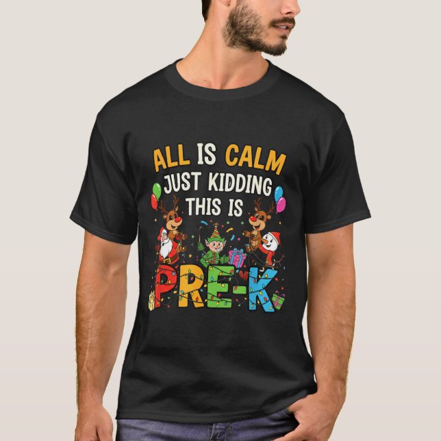 Funny All Is Calm Just Kidding Pre-k Teacher Chris T-Shirt (Vorderseite)