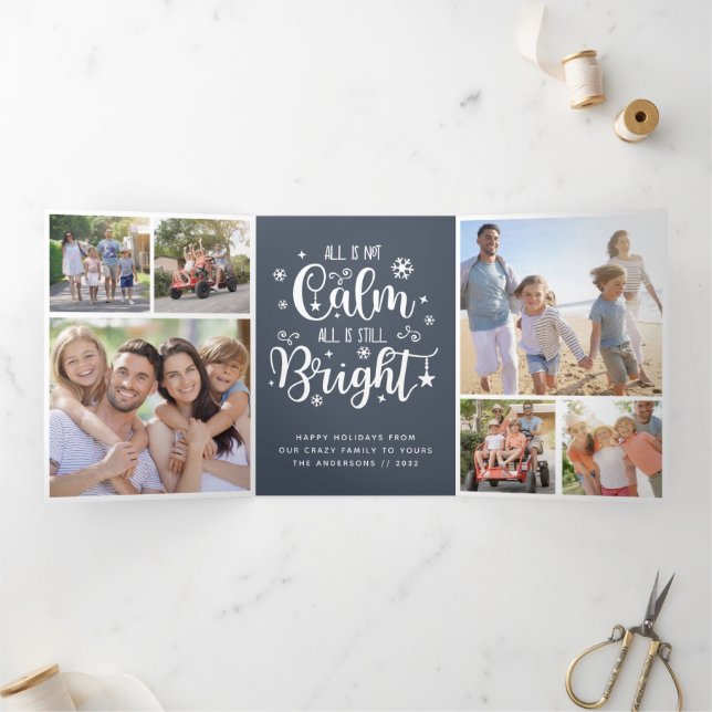Funny Alles ist nicht ruhig Foto Collage Dreifach Gefaltete Urlaubskarte (Innenseite)