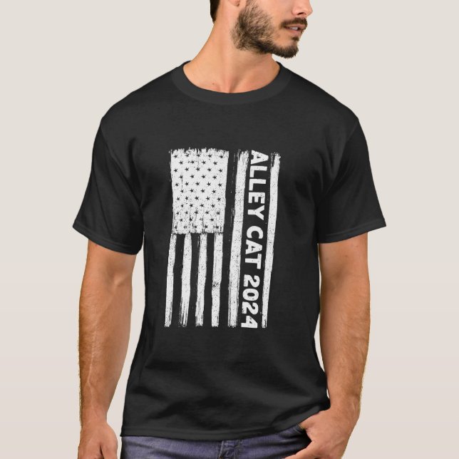 Funny Alley Cat 2024 Wahl American Flag Pro Tr T-Shirt (Vorderseite)