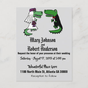 Funny Alligator Braut und Groom Hochzeit Einladung