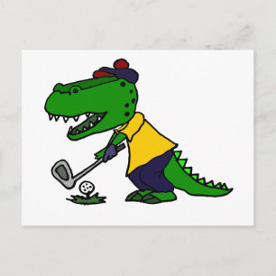 Funny Alligator Golf spielen Postkarte