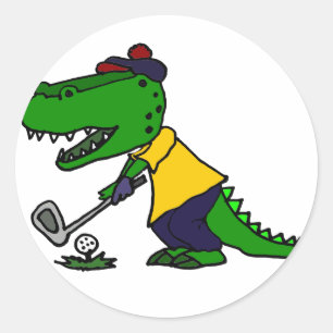 Funny Alligator Golf spielen Runder Aufkleber