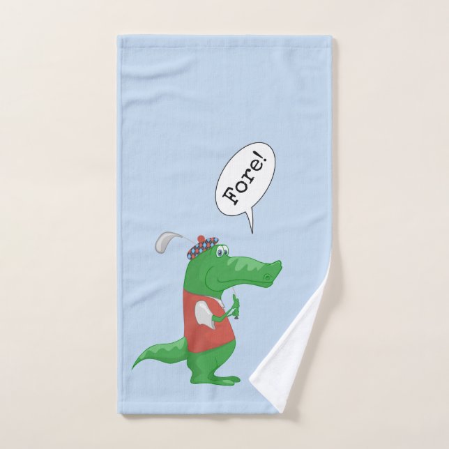 Funny Alligator Golfer Blue Handtuch (Handtuch)