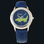 Funny Alligator Personalisiert Armbanduhr<br><div class="desc">Diese lustige Uhr zeigt eine süße Vektorgrafik eines niedlichen Alligators und kann mit dem Namen Ihres Kindes,  Monogramm,  Initial oder beliebigem Text Ihrer Wahl personalisiert werden,  um ein individuelles Geschenk zu erhalten.</div>