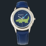 Funny Alligator Personalisiert Armbanduhr<br><div class="desc">Diese lustige Uhr zeigt eine süße Vektorgrafik eines niedlichen Alligators und kann mit dem Namen Ihres Kindes,  Monogramm,  Initial oder beliebigem Text Ihrer Wahl personalisiert werden,  um ein individuelles Geschenk zu erhalten.</div>