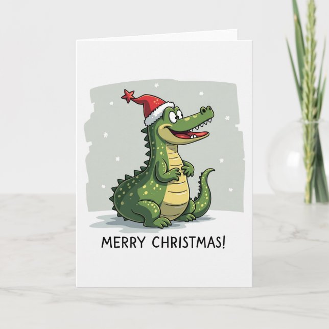 Funny Alligator Weihnachtskarte Karte (Vorderseite)