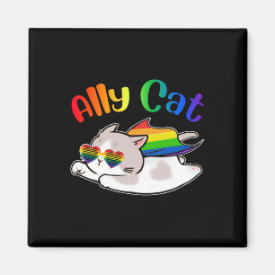 Funny Ally Cat Purride Lgbtq Gay Pride Monat Fraue Magnet