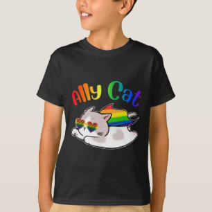Funny Ally Cat Purride Lgbtq Gay Pride Monat Fraue T-Shirt