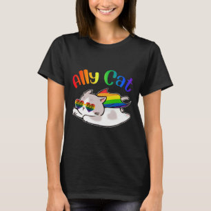 Funny Ally Cat Purride Lgbtq Gay Pride Monat Fraue T-Shirt