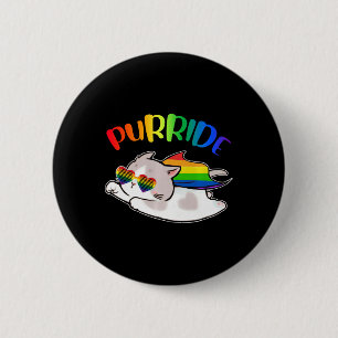 Funny Ally Cat Purride Lgbtq Gay Pride Rainbow Kid Button