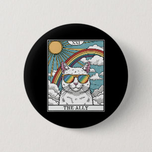 Funny Ally Cat Sunglasses Lgbtq Gay Lesbian Biual Button