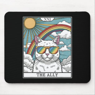 Funny Ally Cat Sunglasses Lgbtq Gay Lesbian Biual Mousepad