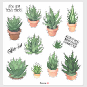 Funny Aloe Vera Puns Sticker Pack