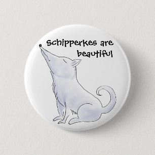 Funny Aloof Schipperke Dog Cartoon Button