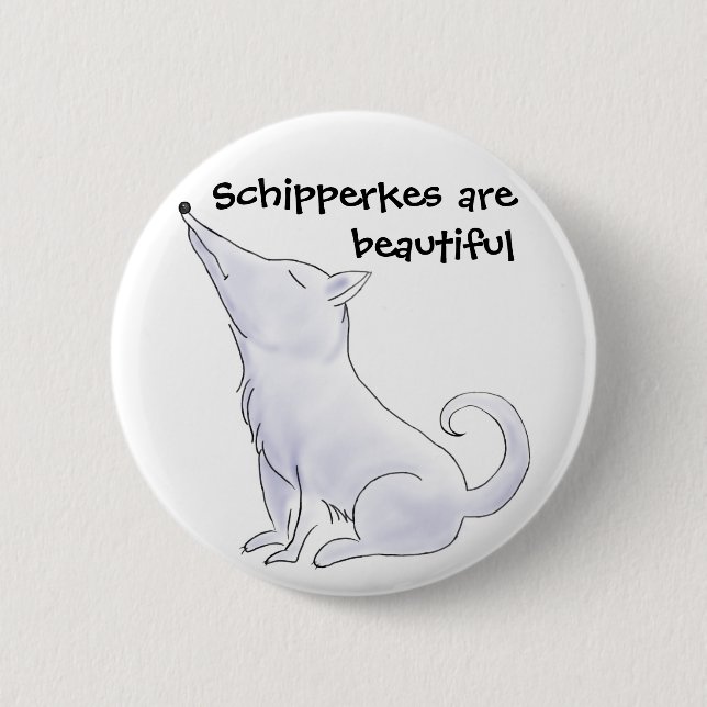 Funny Aloof Schipperke Dog Cartoon Button (Vorderseite)