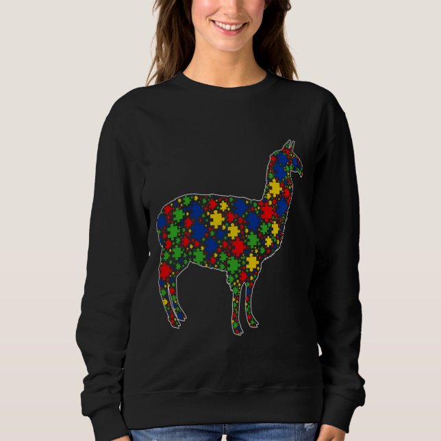 Funny Alpaca Animals Puzzle Pieces Autisenes Sweatshirt (Vorderseite)
