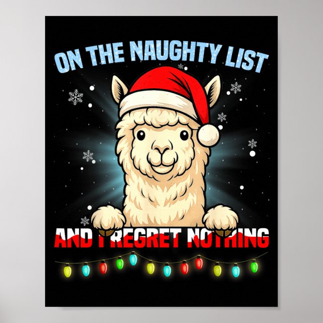 Funny Alpaca Christmas Santa Hat Xmas Men Women Ki Poster (Vorne)