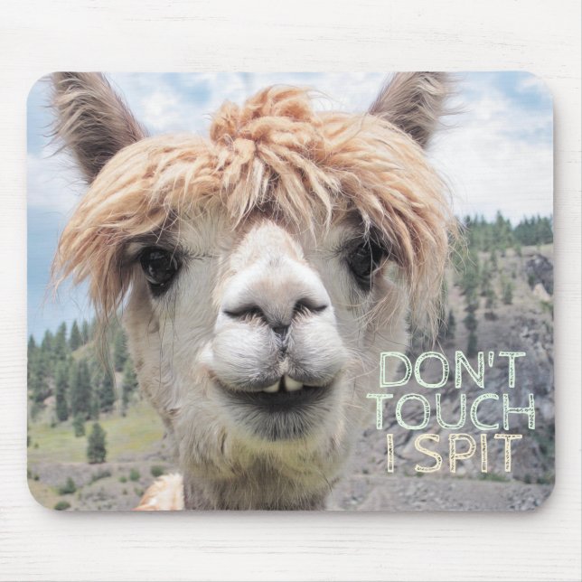 Funny Alpaca Llama Don't Touch I Spit Mousepad (Vorne)