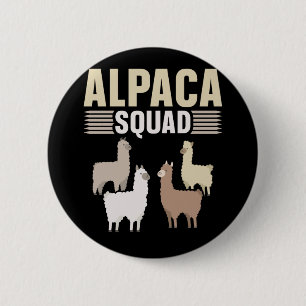 Funny Alpaca Squad Animal Lover Button