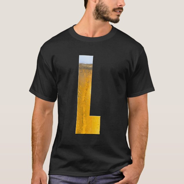Funny Alphabet Letters Beer Foam Initialbrief L T-Shirt (Vorderseite)