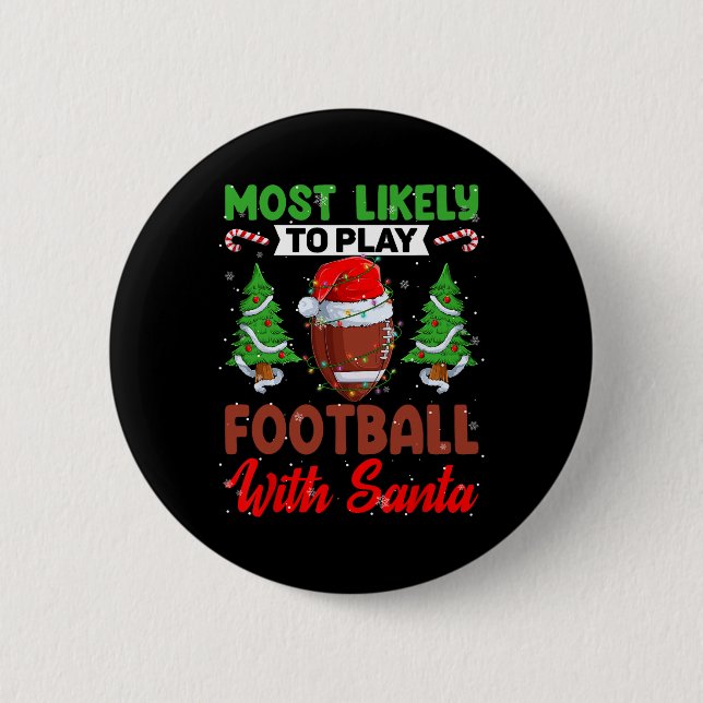 Funny am wahrscheinlichsten Fußball mit Santa Chri Button (Vorderseite)