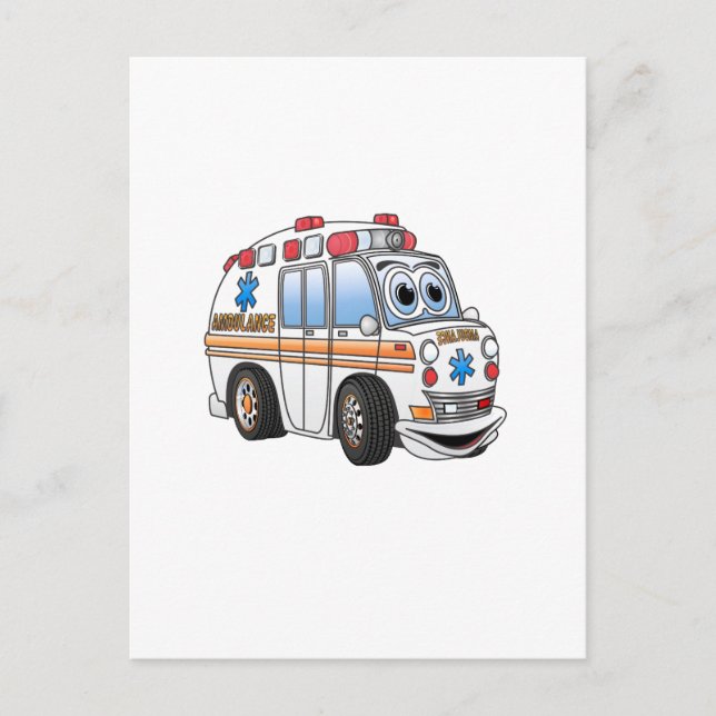 Funny Ambulance Cartoon Postkarte (Vorderseite)