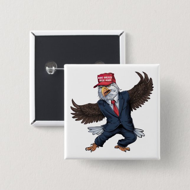 Funny American Eagle Button (Vorne & Hinten)