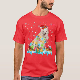 Funny American Eskimo Dog Tree Weihnachtsbeleuchtu T-Shirt