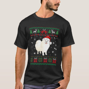 Funny American Eskimo Dog Weihnachtsmannmütze Weih T-Shirt