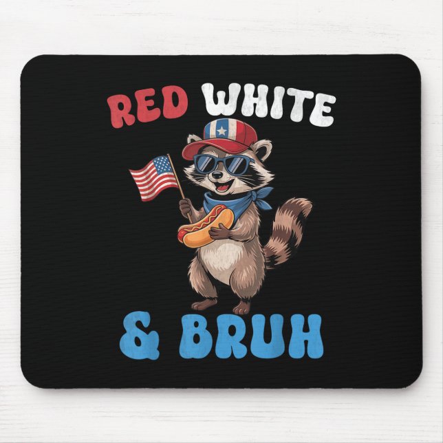 Funny American Flag 4. Juli Patriotic Red Whit Mousepad (Vorne)