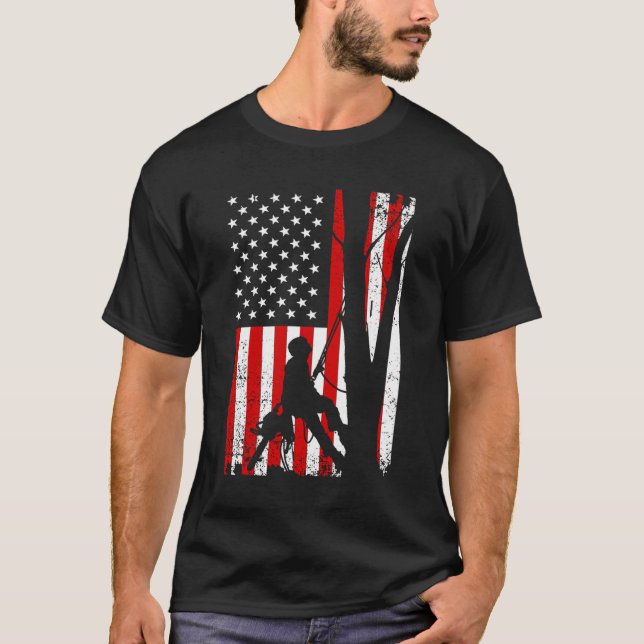 Funny American Flag Arborist Geschenk für Männer C T-Shirt (Vorderseite)