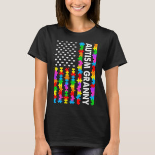 Funny American Flag Autism Granny Autismus Bewusst T-Shirt
