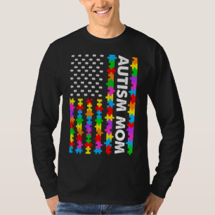 Funny American Flag Autism Mama Autismus Bewusstse T-Shirt