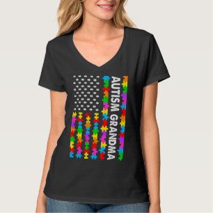 Funny American Flag Autism Oma Autism Awarenes T-Shirt