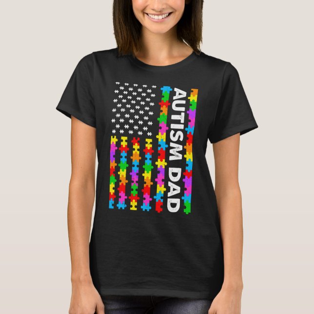 Funny American Flag Autism Vater Autism Awareness  T-Shirt (Vorderseite)