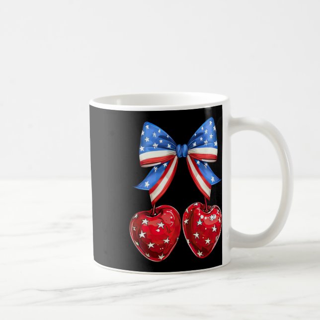Funny American Flag Cherry Coquette Bow 4. Juli Kaffeetasse (Rechts)