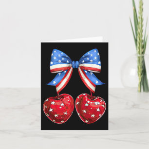 Funny American Flag Cherry Coquette Bow 4. Juli Karte