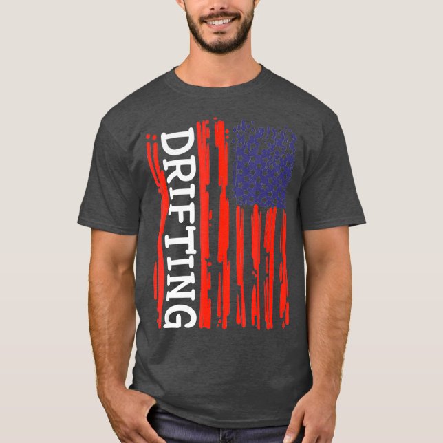 Funny American Flag Drift Cars Burnout Race Car T-Shirt (Vorderseite)