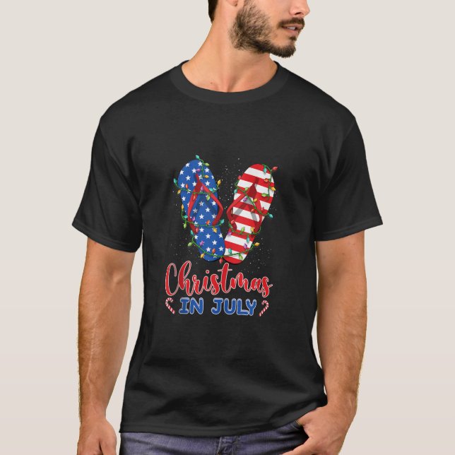 Funny American Flag Flip Flops Weihnachten Weihnac T-Shirt (Vorderseite)
