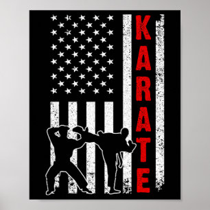 Funny American Flag Karate Art of Men Karat Poster